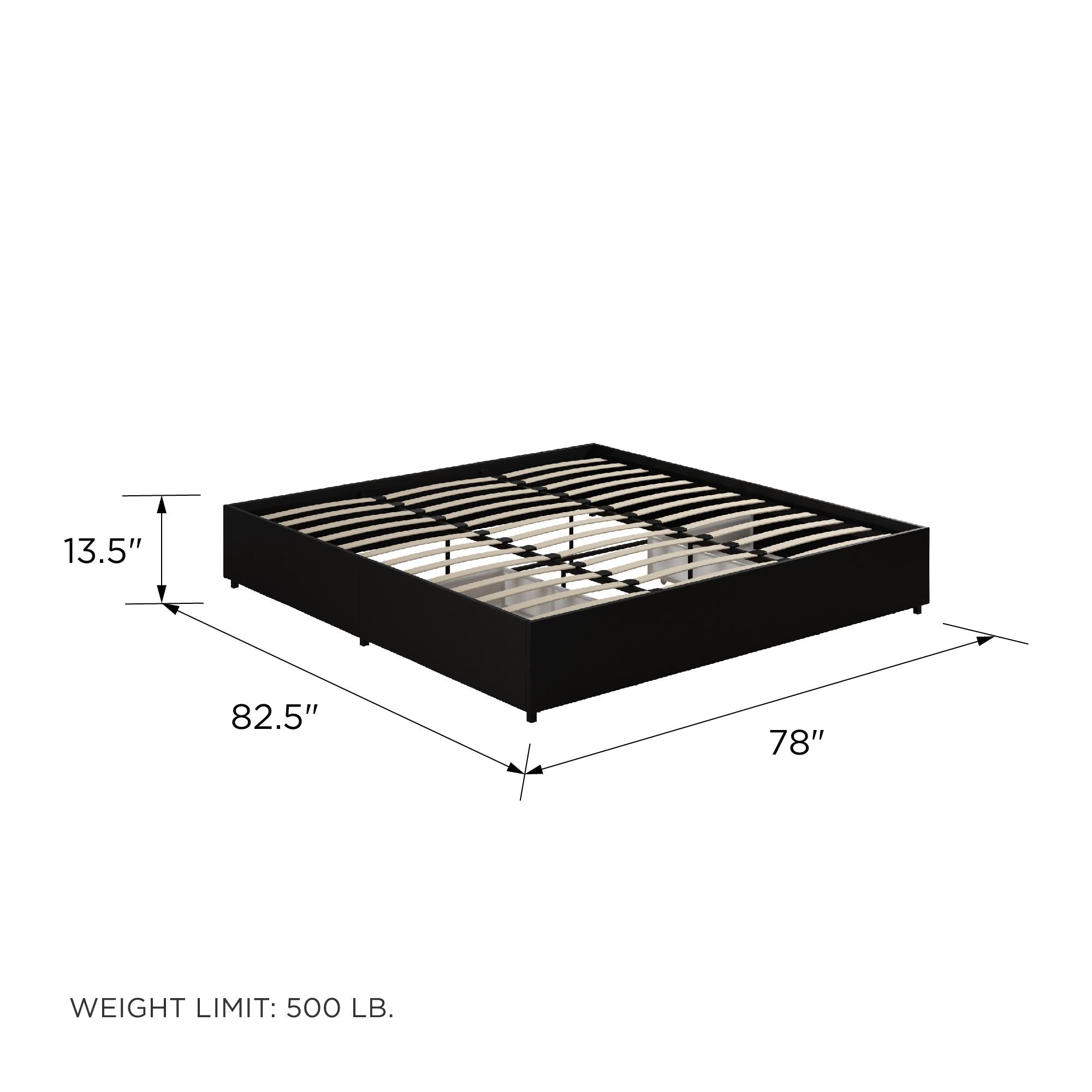 RealRooms Alden Bed with Storage Drawers - Black - King