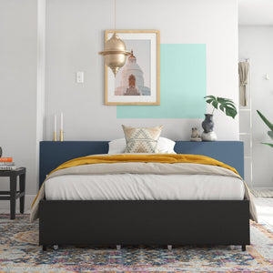 RealRooms Alden Bed with Storage Drawers - Black - Full