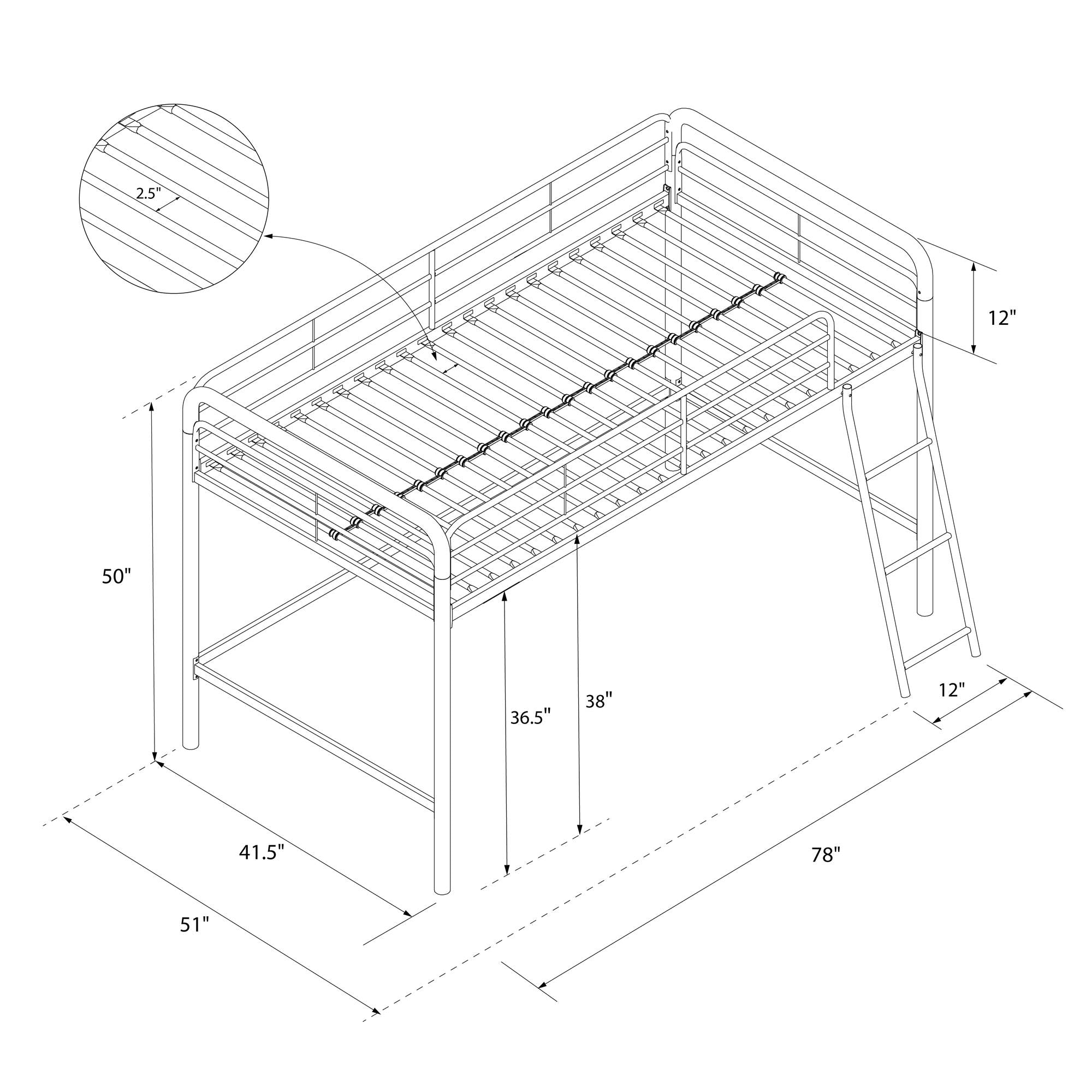 DHP Jett Kids' Low Loft Bed - Black - Twin