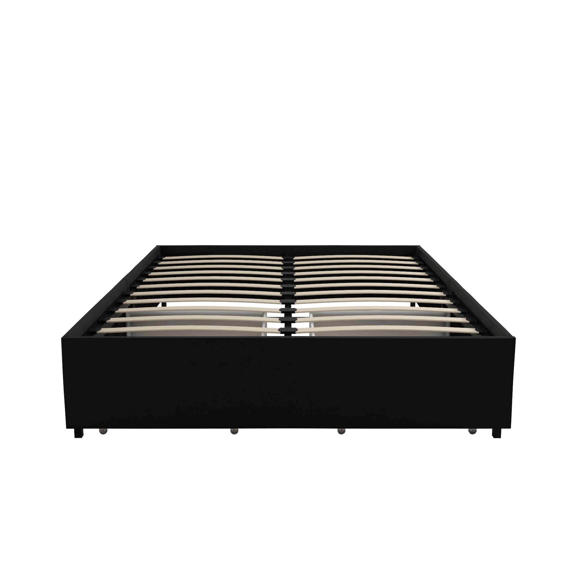 RealRooms Alden Bed with Storage Drawers - Black - Queen