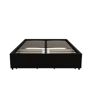 RealRooms Alden Bed with Storage Drawers - Black - Queen