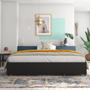 RealRooms Alden Bed with Storage Drawers - Black - King