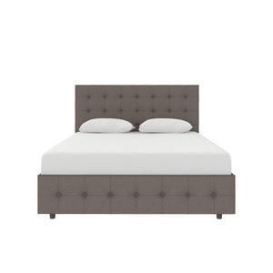 DHP Cambridge Upholstered Bed with Storage - Grey Linen - Full