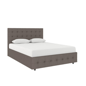 DHP Cambridge Upholstered Bed with Storage - Grey Linen - Queen