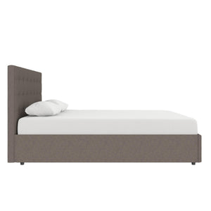 DHP Cambridge Upholstered Bed with Storage - Grey Linen - Queen