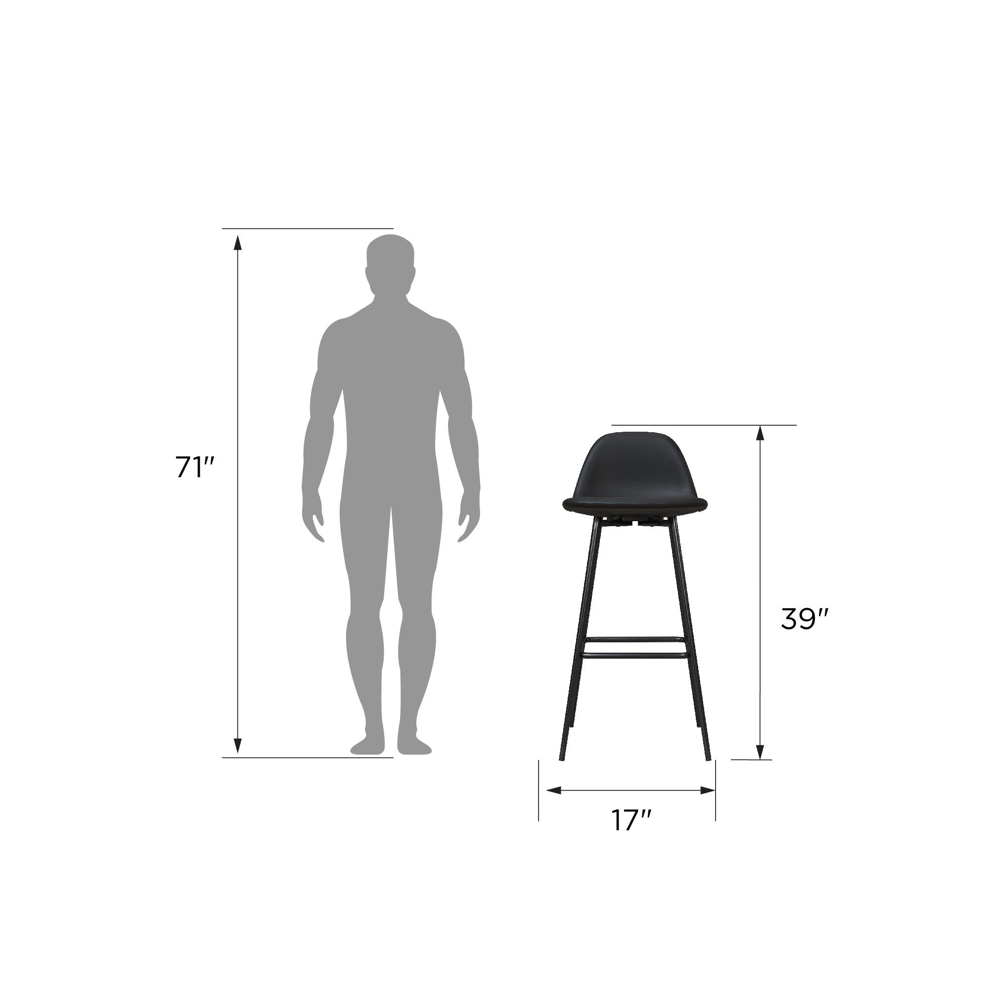 RealRooms Brandon Bar Stool - Black