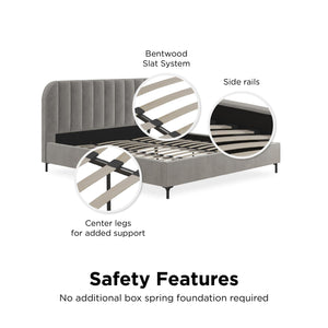 DHP Callie Upholstered Bed - Light Gray - King