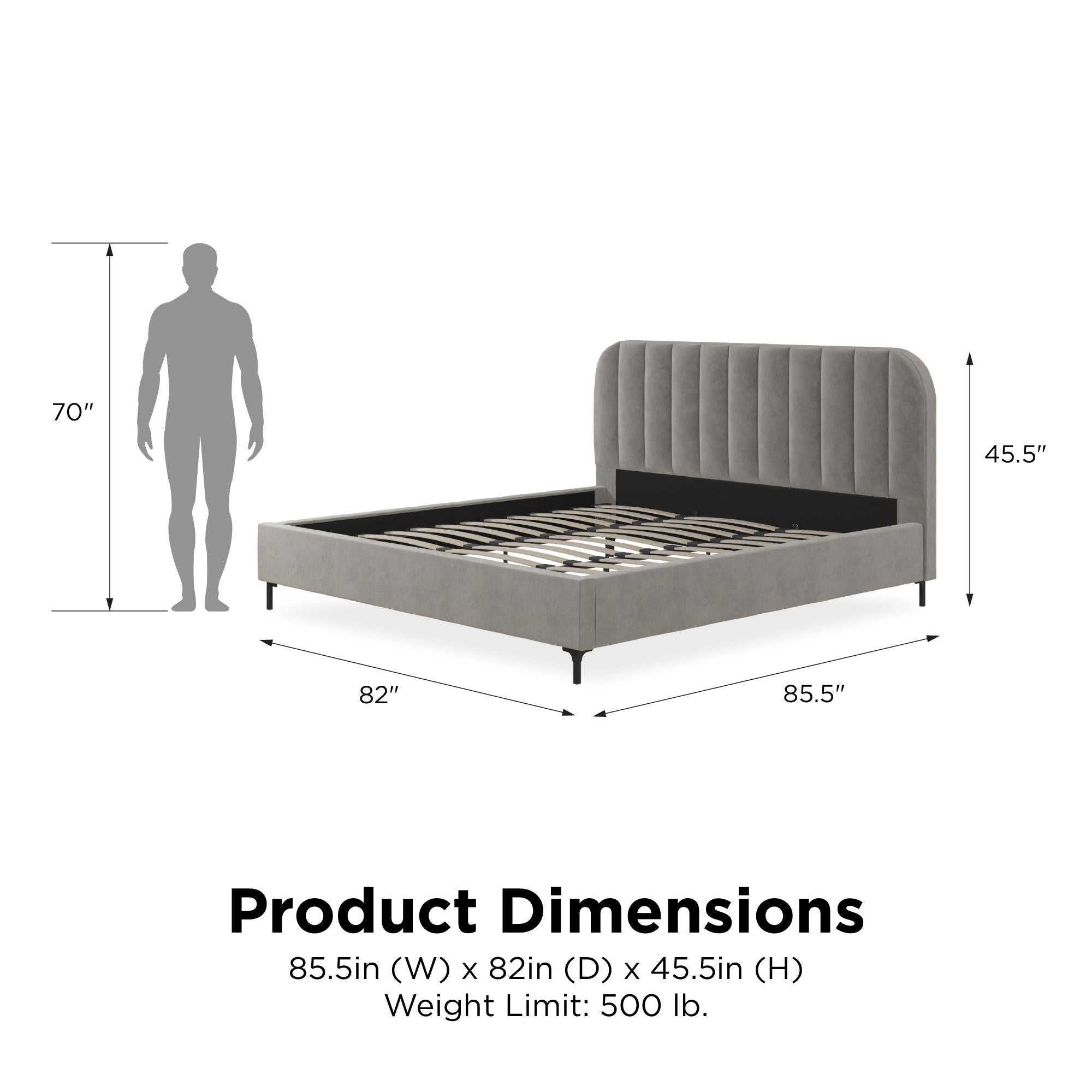 DHP Callie Upholstered Bed - Light Gray - King