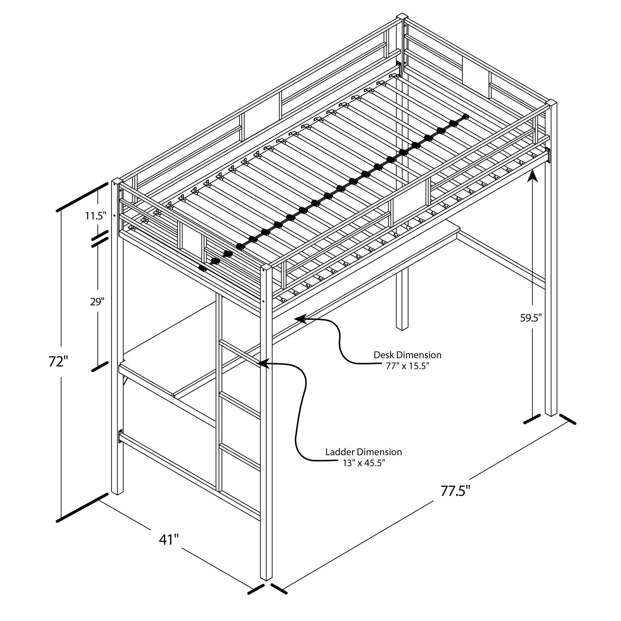 DHP Silver Screen Kids' Loft Bed - Black - Twin