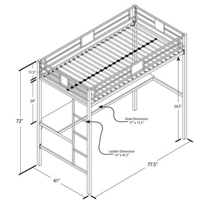 DHP Silver Screen Kids' Loft Bed - Black - Twin