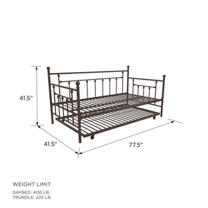 DHP Manila Metal Daybed with Trundle - Bronze - Twin