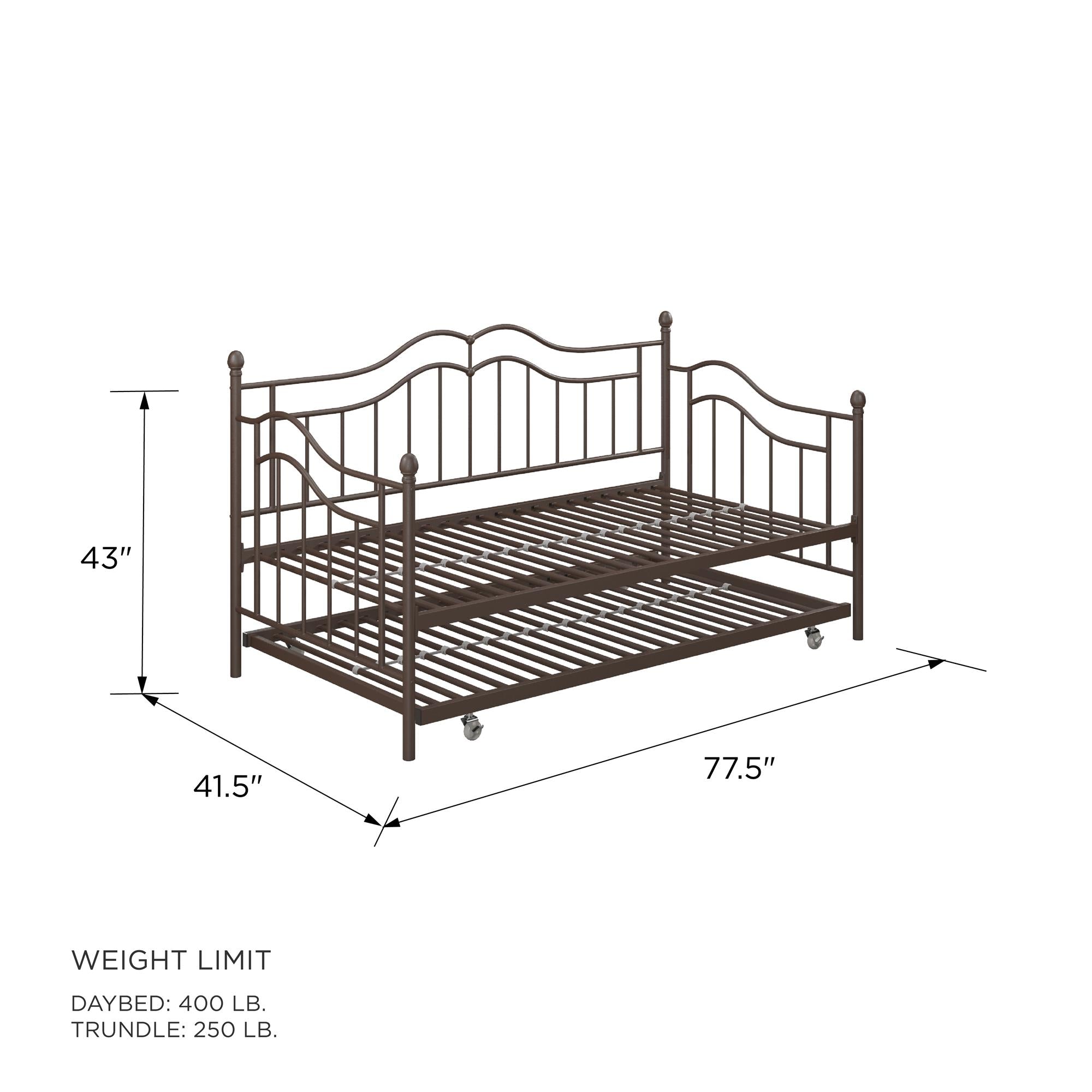 DHP Tokyo Metal Daybed with Trundle - Bronze - Twin