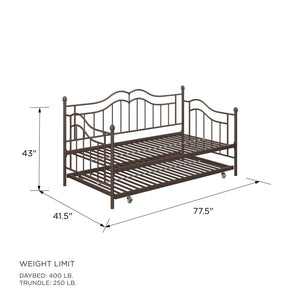 DHP Tokyo Metal Daybed with Trundle - Bronze - Twin
