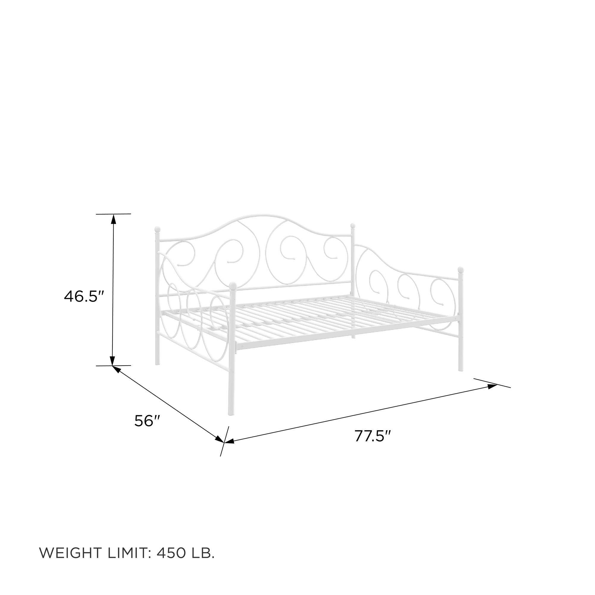 DHP Victoria Metal Daybed - White - Full