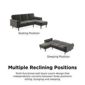 RealRooms Edison Sectional Futon Sofa Bed - Gray