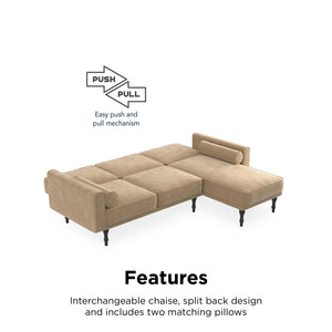 RealRooms Edison Sectional Futon Sofa Bed - Tan