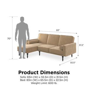 RealRooms Edison Sectional Futon Sofa Bed - Tan