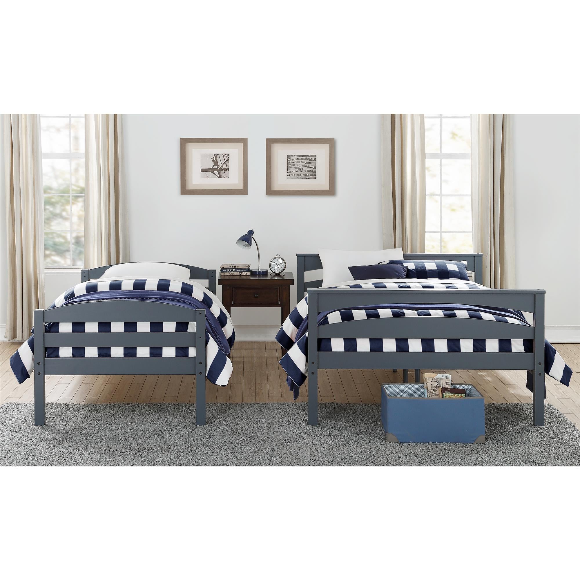 DHP Brady Kids' Wood Bunk Bed - Gray