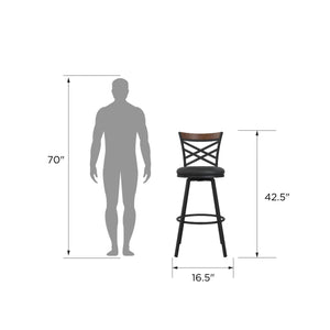 DHP Lesley Swivel Barstool - Black