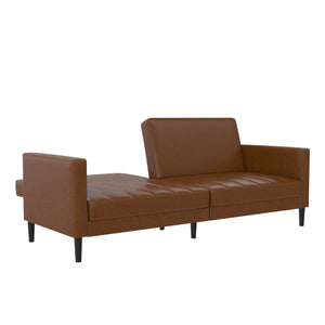 DHP Farnsworth Futon Sofa Bed - Camel Faux Leather
