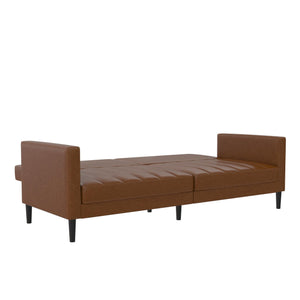 DHP Farnsworth Futon Sofa Bed - Camel Faux Leather