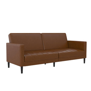 DHP Farnsworth Futon Sofa Bed - Camel Faux Leather