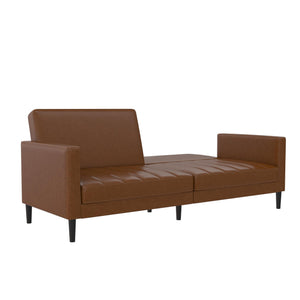 DHP Farnsworth Futon Sofa Bed - Camel Faux Leather