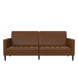 DHP Farnsworth Futon Sofa Bed - Camel Faux Leather