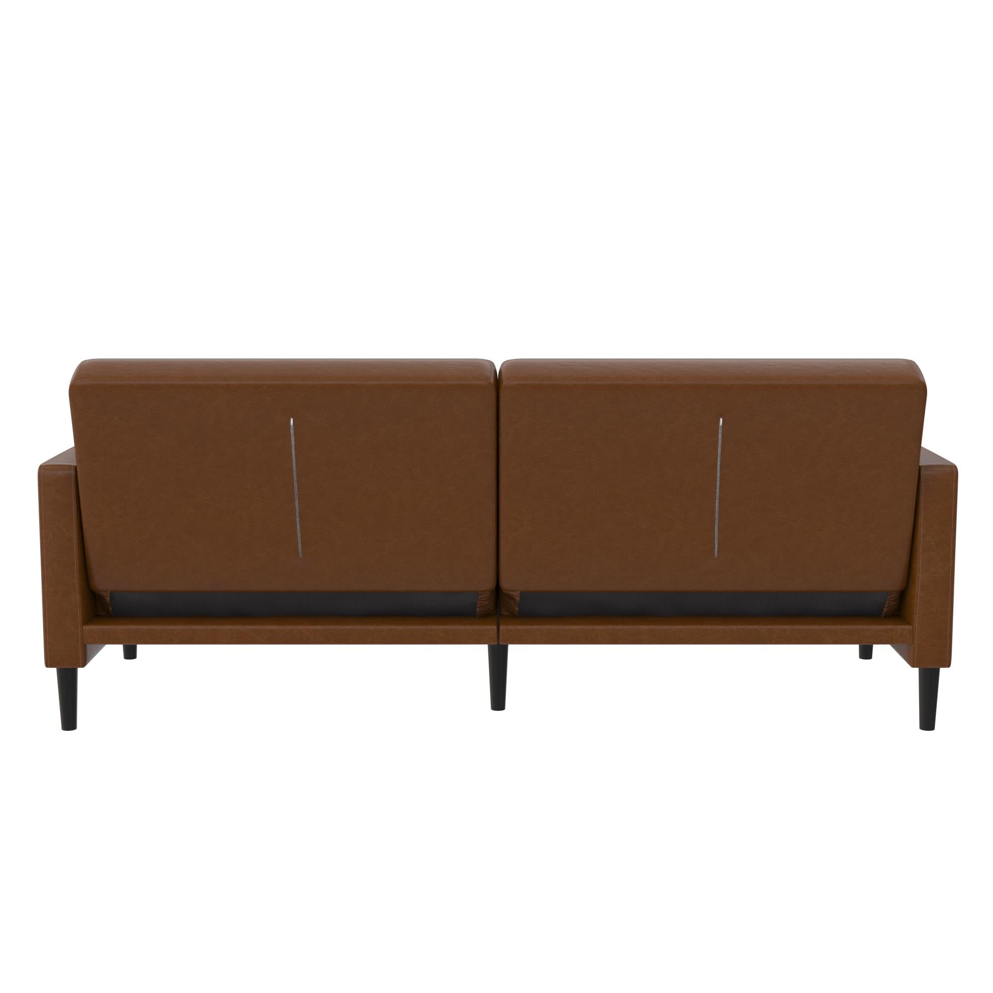 DHP Farnsworth Futon Sofa Bed - Camel Faux Leather