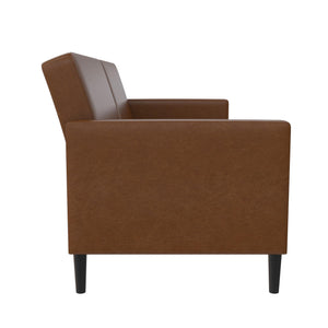 DHP Farnsworth Futon Sofa Bed - Camel Faux Leather