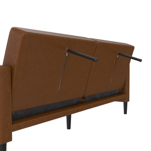 DHP Farnsworth Futon Sofa Bed - Camel Faux Leather
