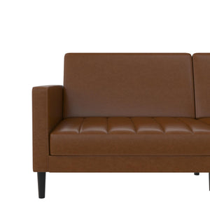 DHP Farnsworth Futon Sofa Bed - Camel Faux Leather