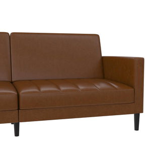 DHP Farnsworth Futon Sofa Bed - Camel Faux Leather