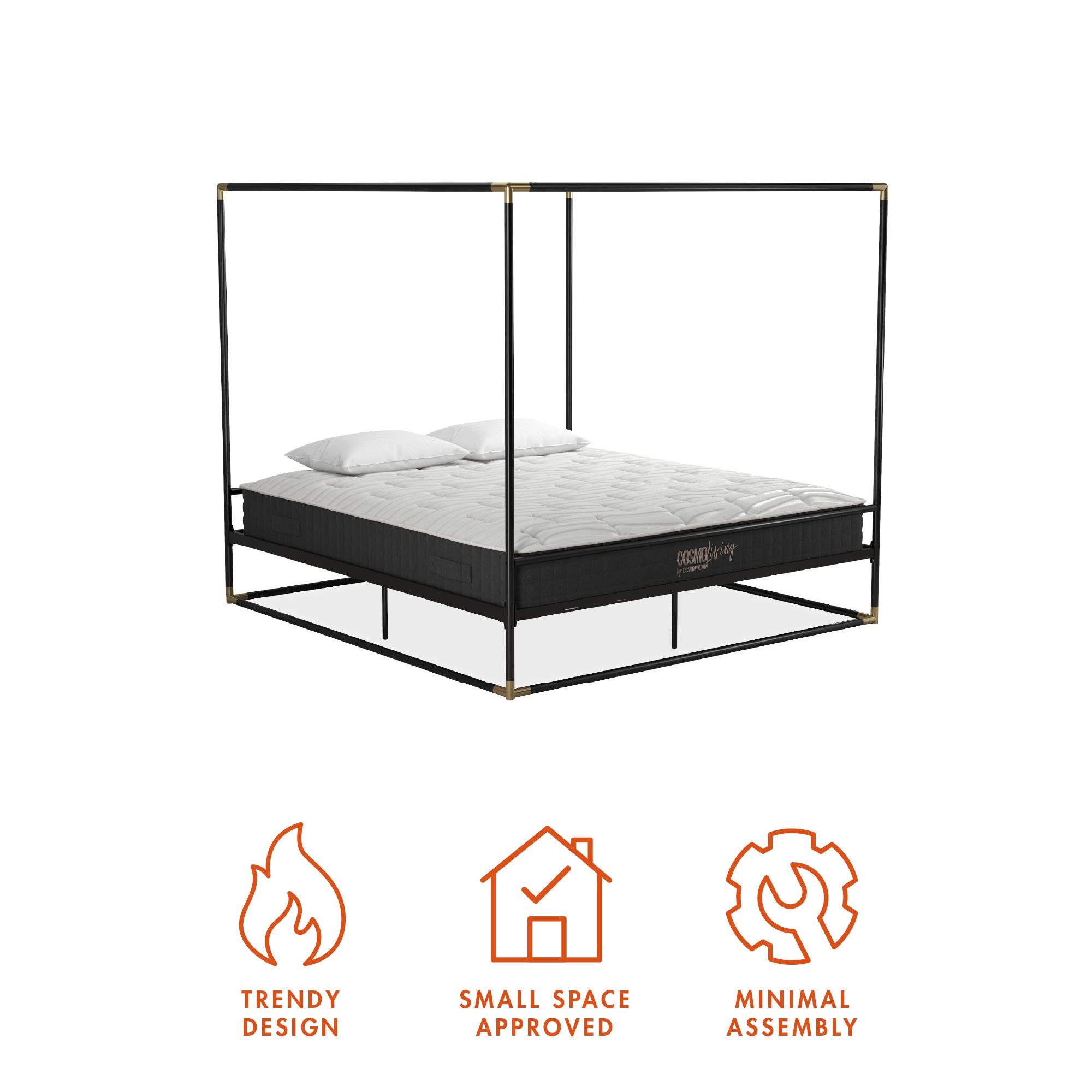 CosmoLiving Celeste Canopy Metal Bed - Black - King