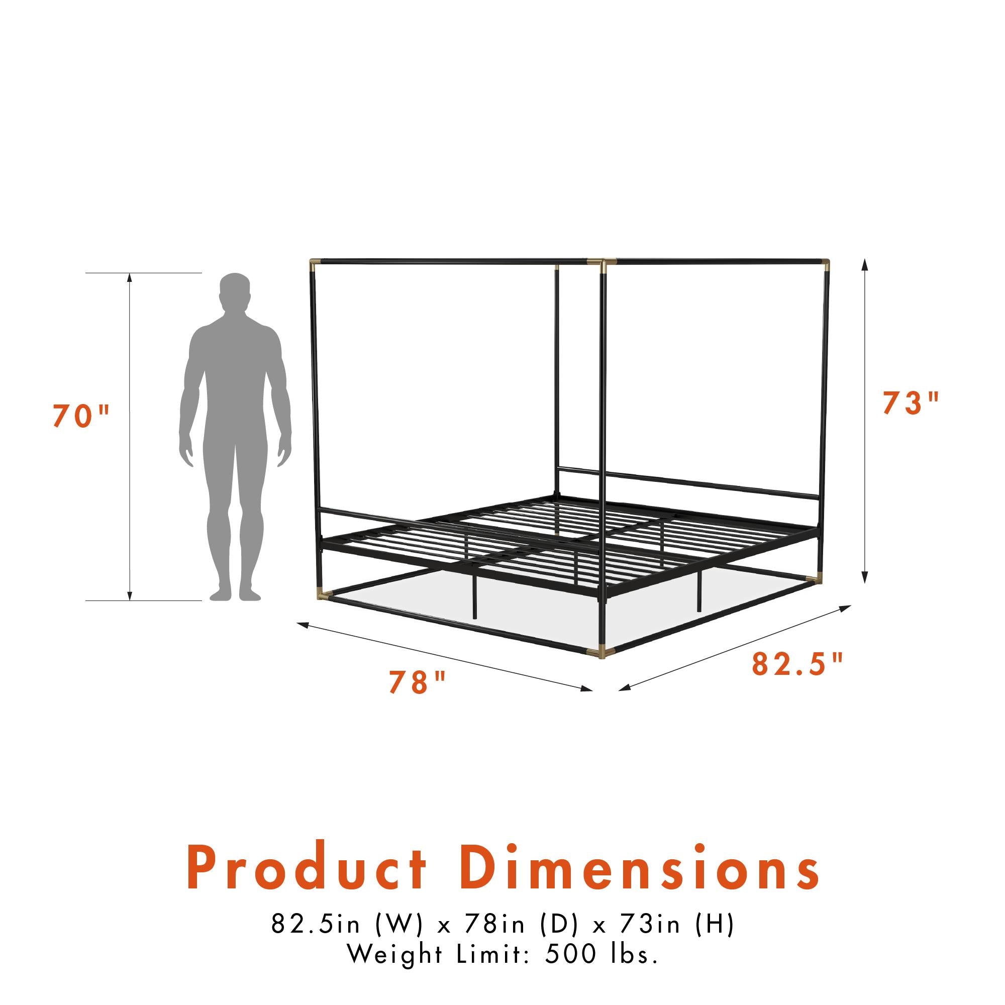 CosmoLiving Celeste Canopy Metal Bed - Black - King