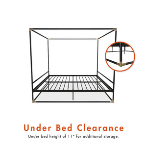 CosmoLiving Celeste Canopy Metal Bed - Black - King
