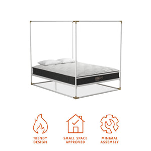 CosmoLiving Celeste Canopy Metal Bed - White - Queen