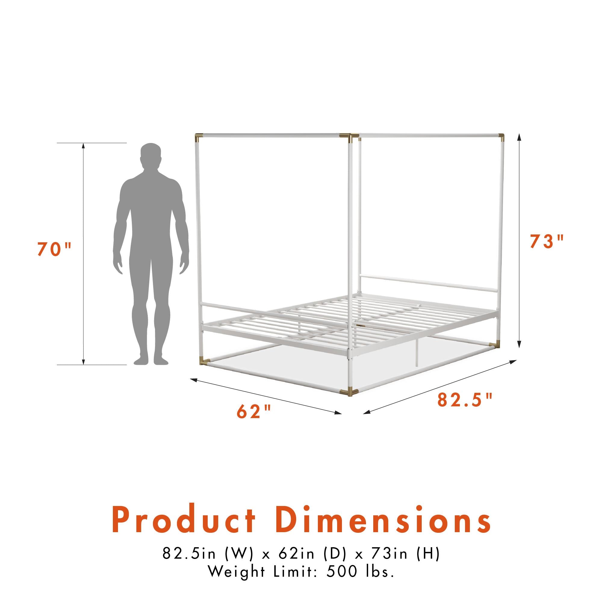 CosmoLiving Celeste Canopy Metal Bed - White - Queen