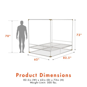 CosmoLiving Celeste Canopy Metal Bed - White - Queen