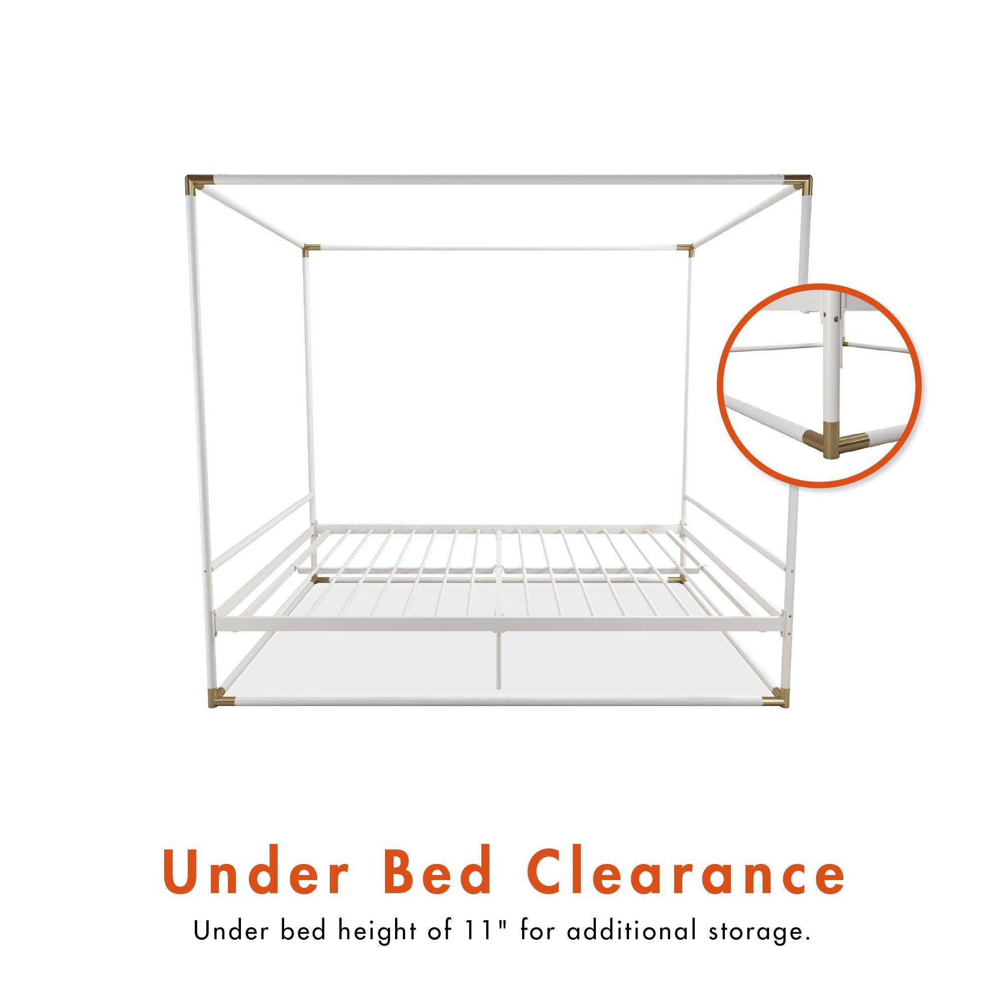 CosmoLiving Celeste Canopy Metal Bed - White - Queen