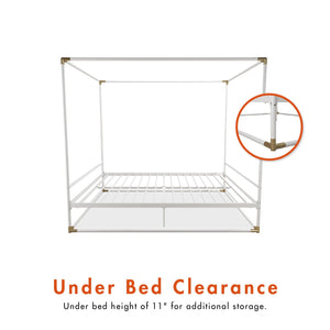 CosmoLiving Celeste Canopy Metal Bed - White - Queen