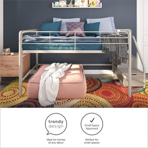 DHP Sol Kids' Low Loft Bed with Storage Steps - Silver / grey - Twin