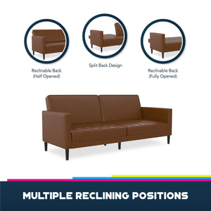 DHP Farnsworth Futon Sofa Bed - Camel Faux Leather