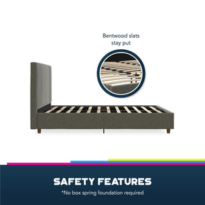 DHP Wynn Upholstered Bed Frame - Light Gray - Full