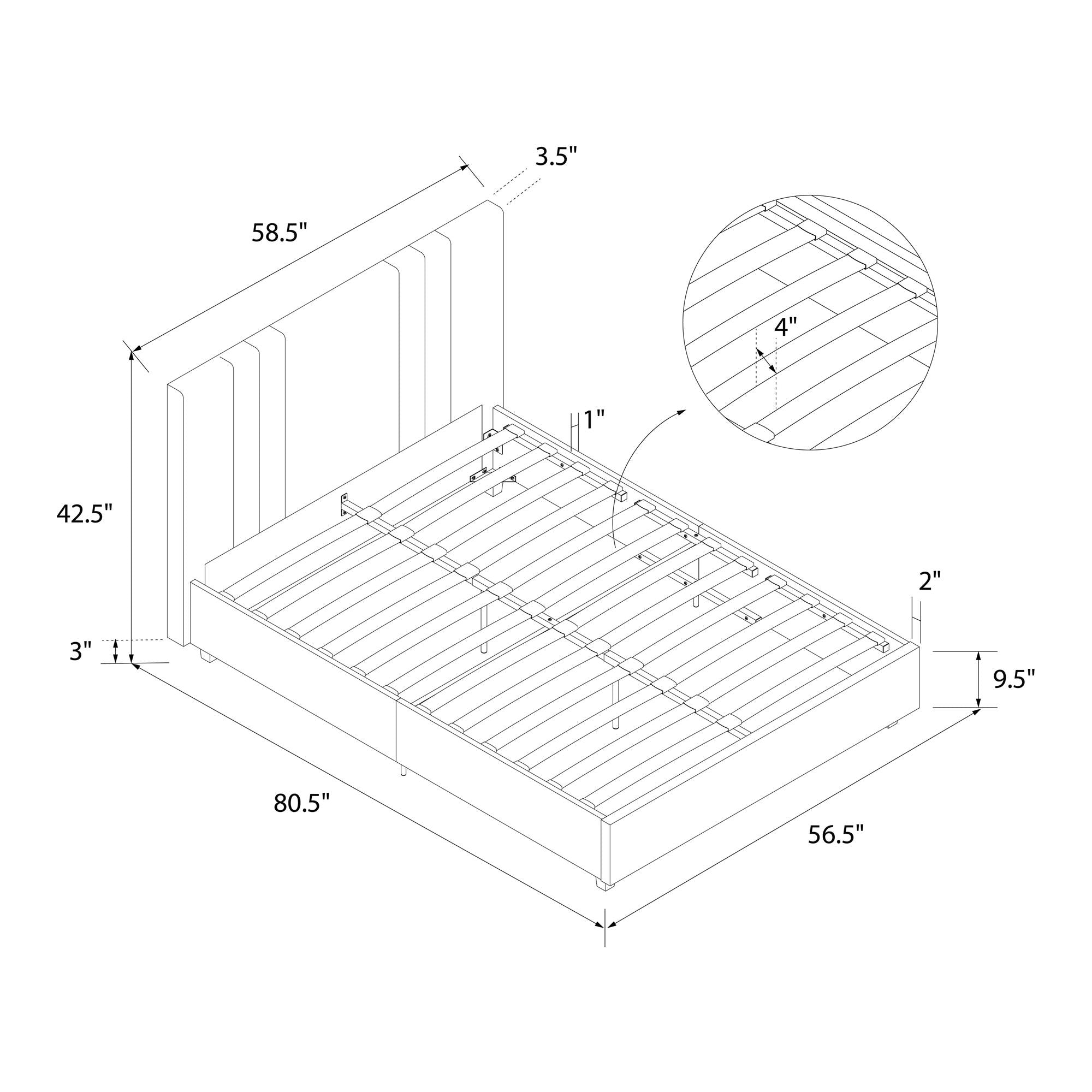 DHP Wynn Upholstered Bed Frame - Light Gray - Full