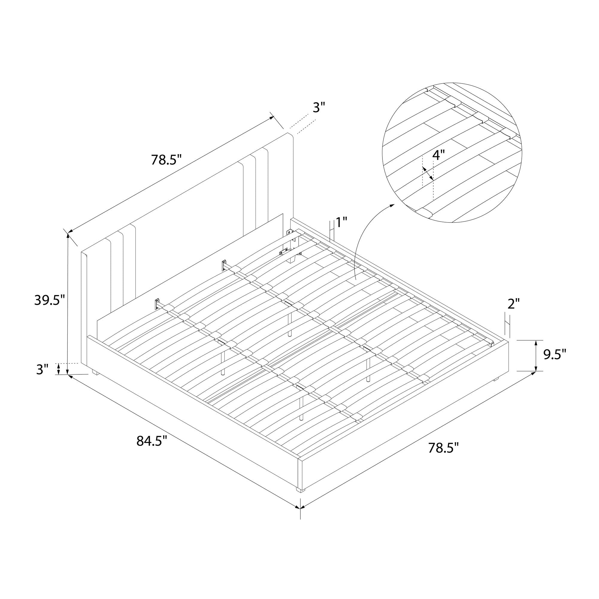 DHP Wynn Upholstered Bed Frame - Light Gray - King