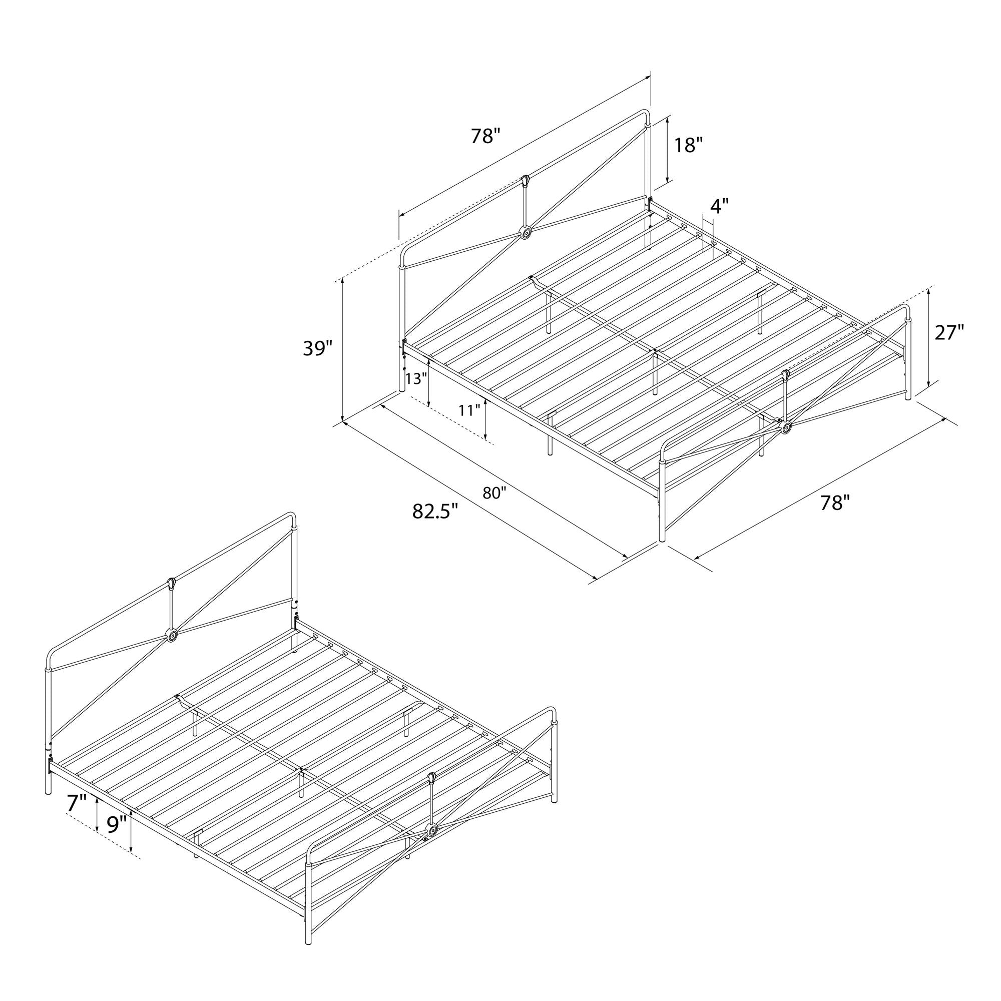 DHP Bradford Metal Bed Frame - Black - King