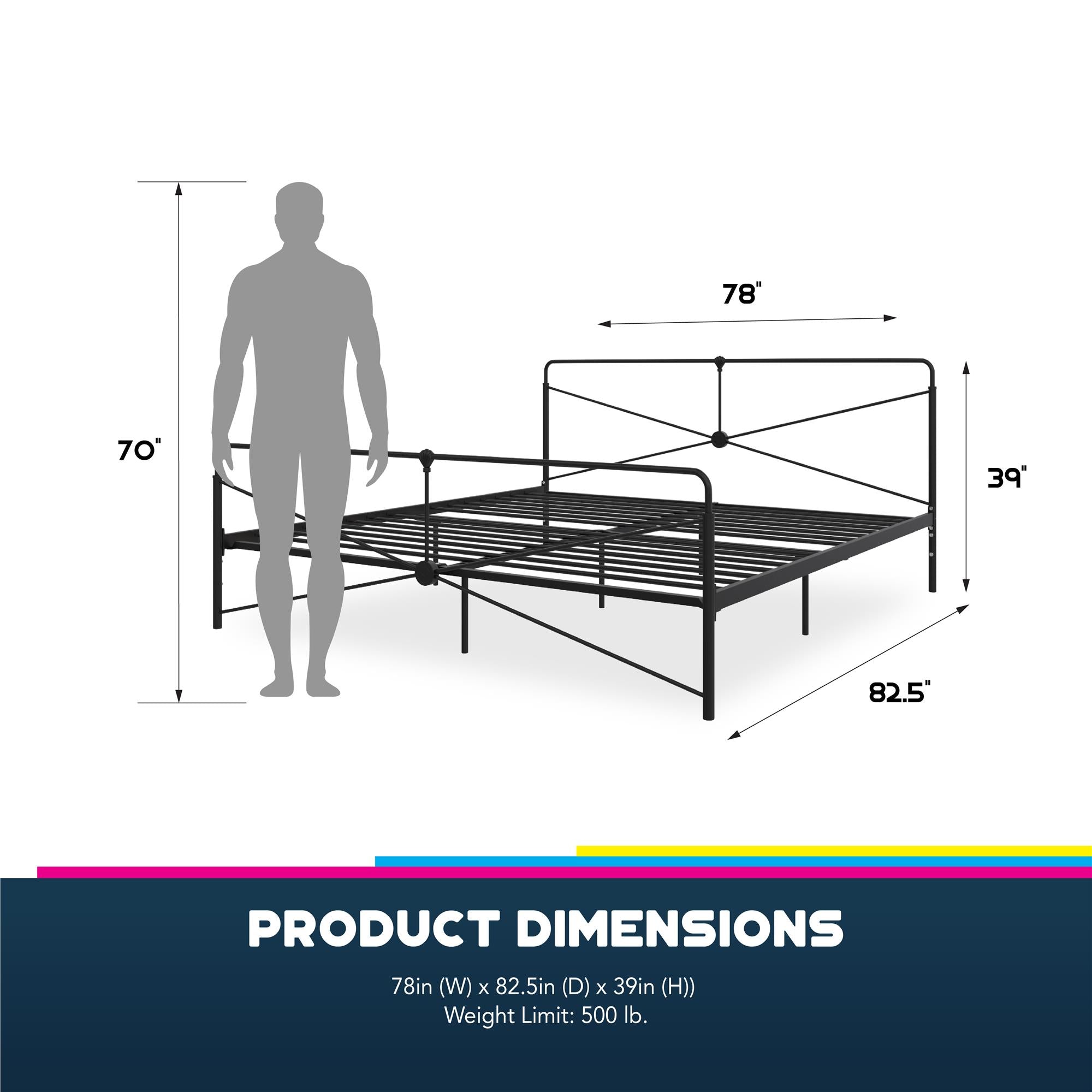 DHP Bradford Metal Bed Frame - Black - King