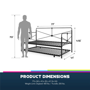 DHP Bradford Metal Daybed - Black - Twin