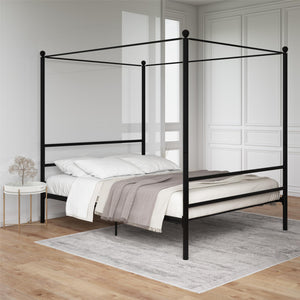 Mainstays Metal Canopy Bed Queen  Black - Black - Queen